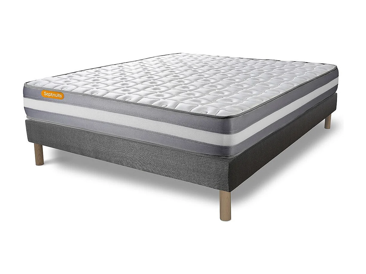 Matelas + sommier gris 160x200 Memo Plus Mémoire de forme 3 zones
