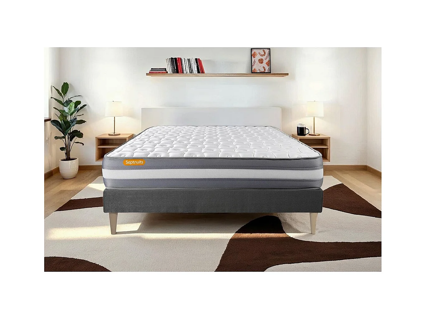 Matelas + sommier gris 160x200 Memo Plus Mémoire de forme 3 zones