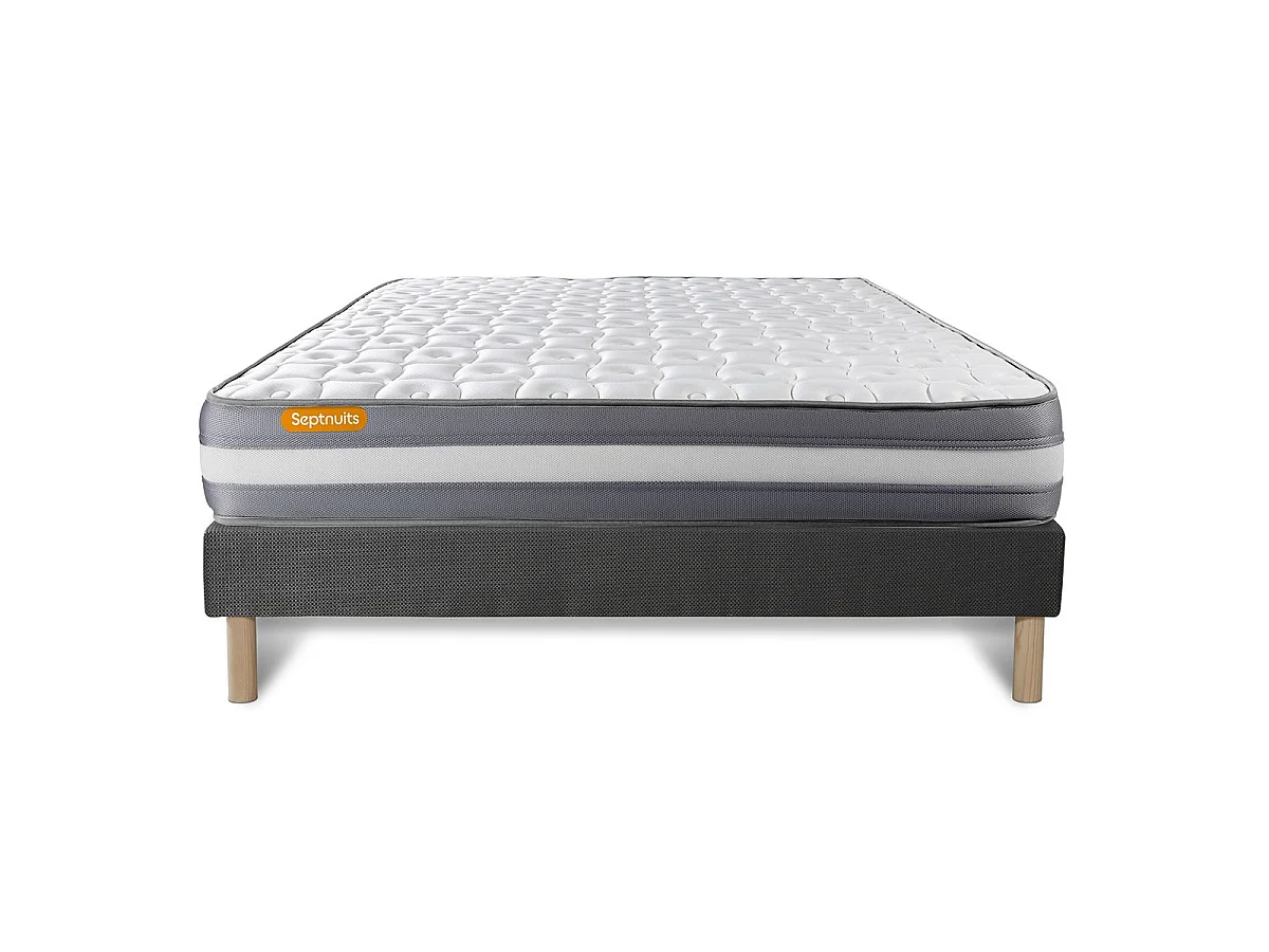 Matelas + sommier gris 160x200 Memo Plus Mémoire de forme 3 zones