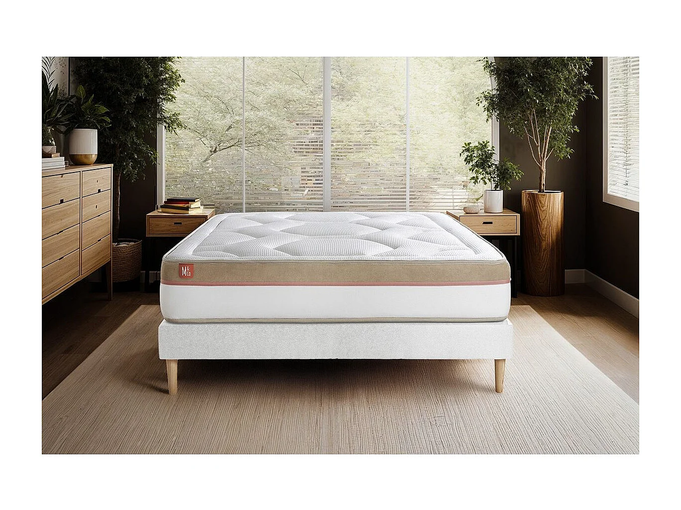 Pack prêt à dormir matelas LE COSY 140x190cm Mémoire de forme - Ep. 30cm + sommier Blanc + 2 oreillers + couette 240x220cm