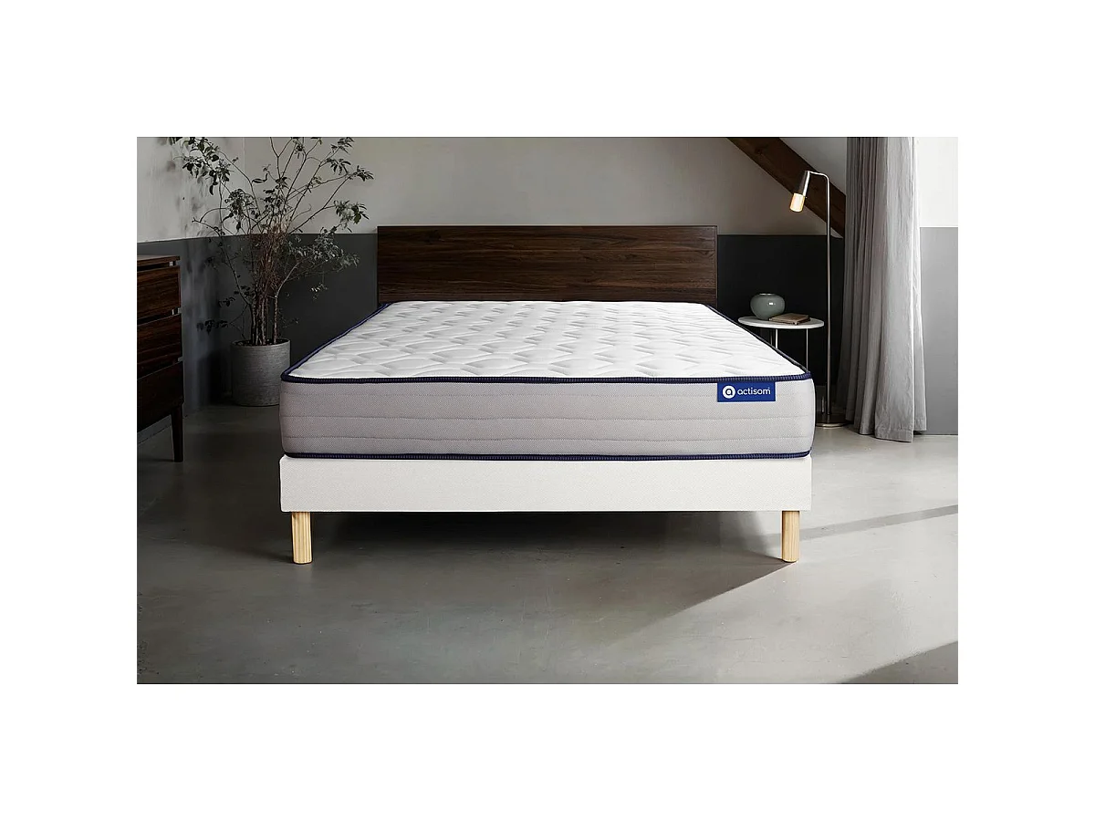 Ensemble matelas Ressorts ensachés et Mémoire de forme ACTIFLEX FORM 90x200 cm 5zones de confort + sommier KIT blanc