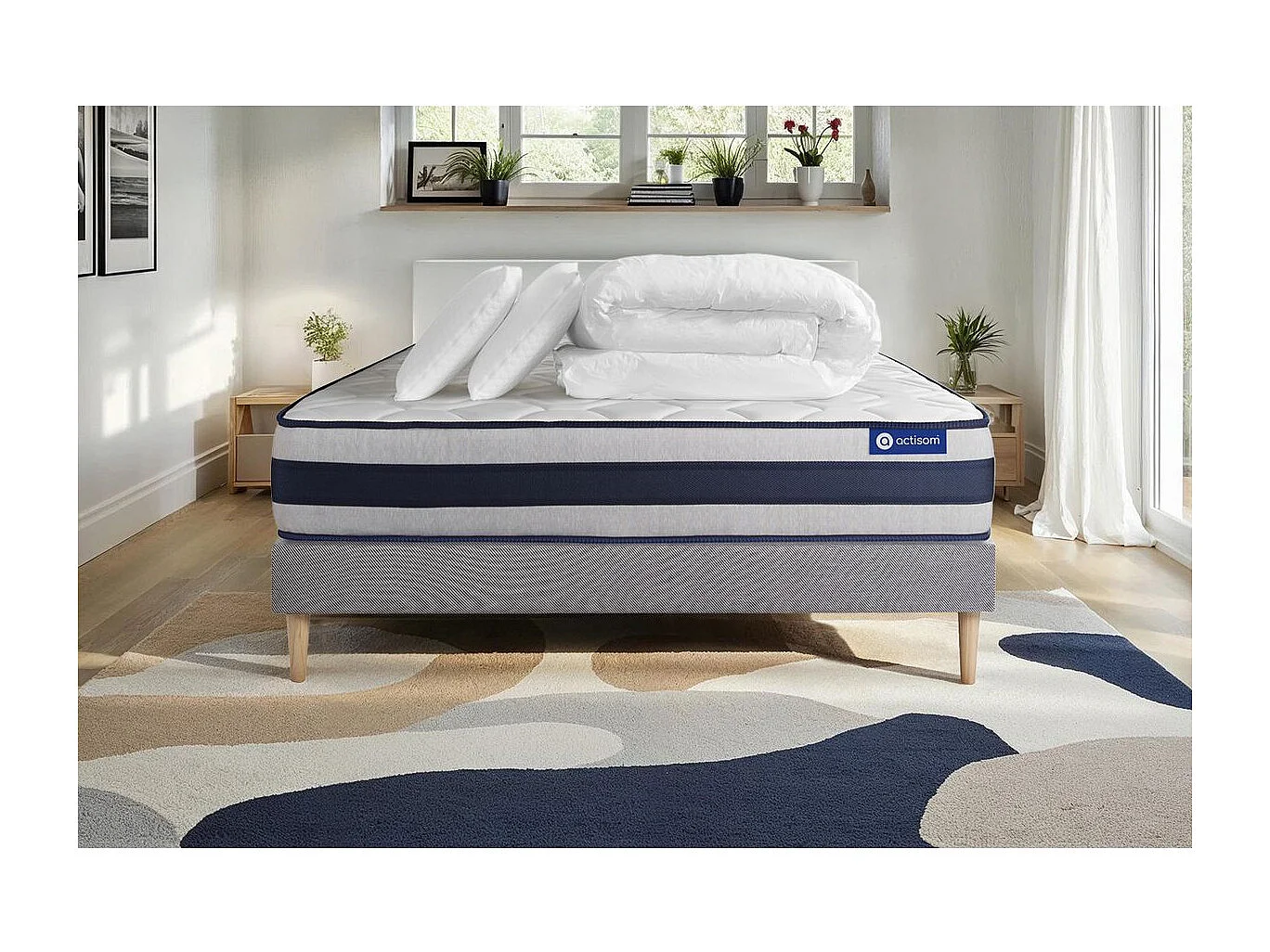 Compleet bedpakket - Matras 140x200 cm + Lattenbodem (kit) + 2 kussens + Dekbed - Actiflex Ergo