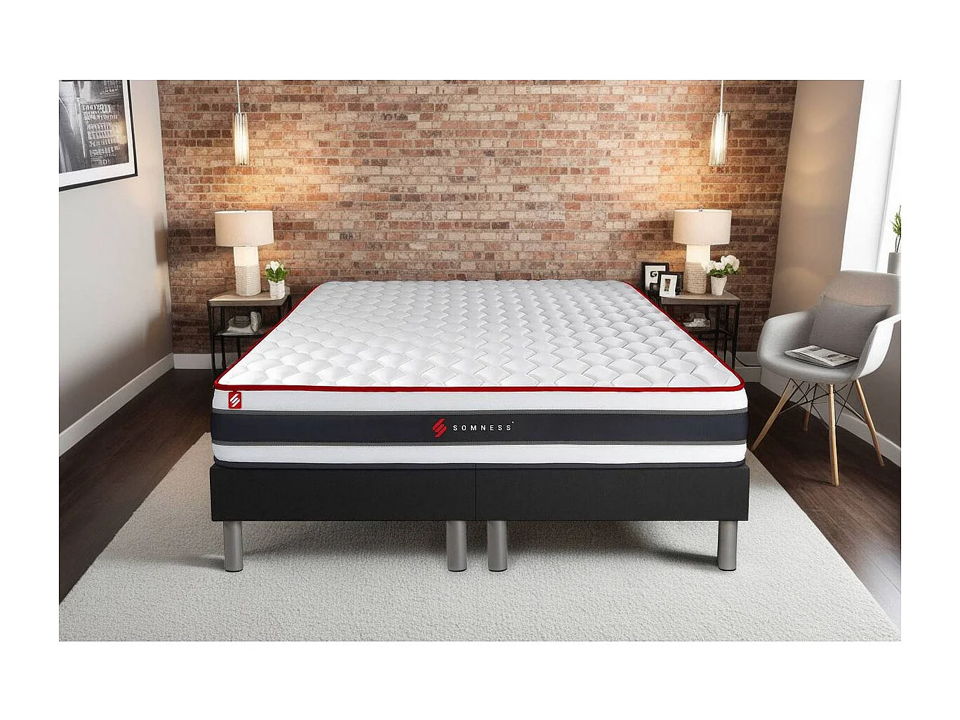 Ensemble double sommier + matelas ENERGY ressorts ensachés et mémoire de forme 160x200