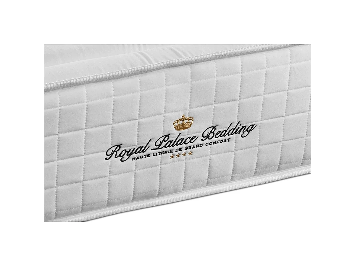 Pack matelas ressorts ensachés + mémoire de forme maxi épaisseur Windsor 200x200cm + sommier KIT noir + 2 oreillers + 1 couette