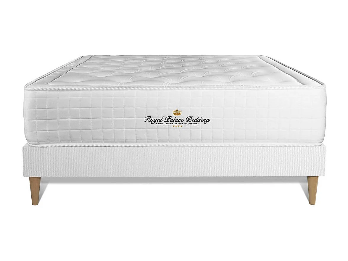 Ensemble matelas à mémoire de forme maxi épaisseur Buckingham 140x200 sommier KIT blanc