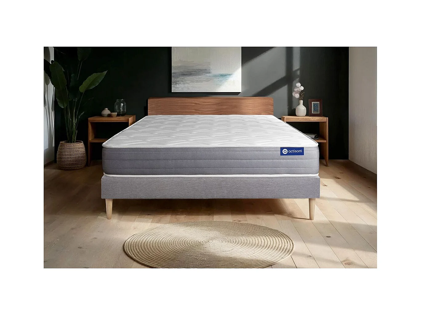 Lattenbodem en Actiflex dream matras 200x200cm , matrasdikte : 22 cm , pocketveren en traagschuim , vrij stevig, 5 comfortzones