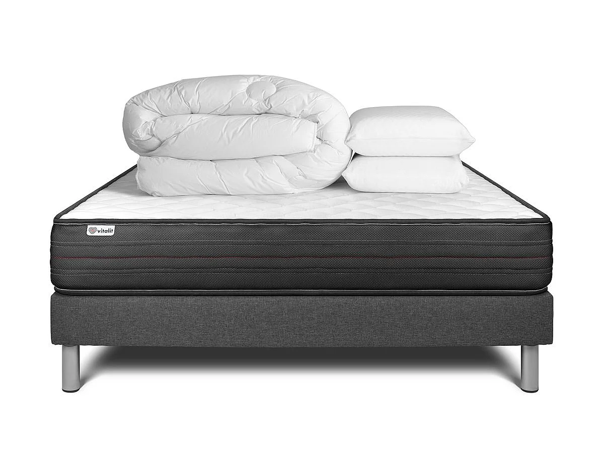 Pack prêt à dormir VITALPOWER 200 x 200 cm sommier Kit gris
