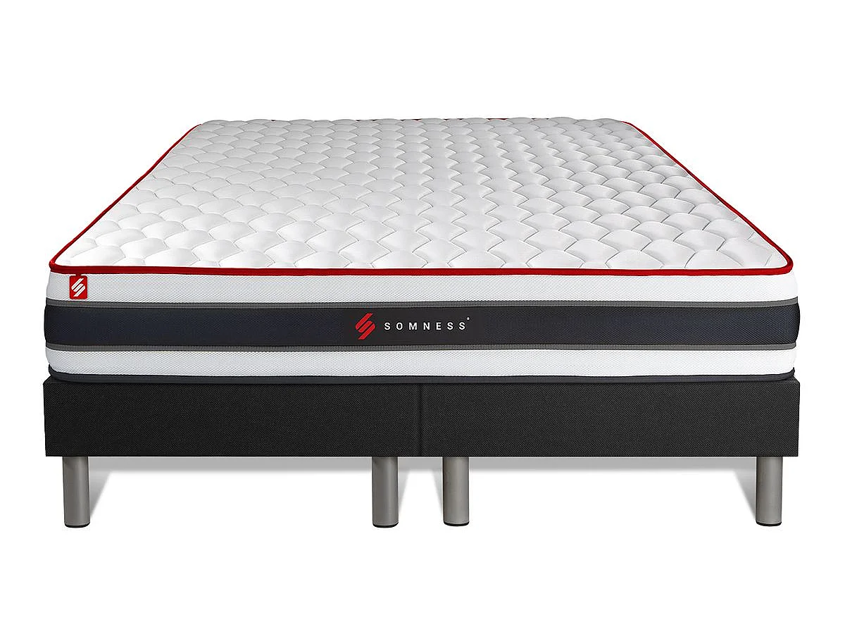 Pack matelas ENERGY 180x200 + double sommiers noir 90x200 + Couette + 2 oreillers