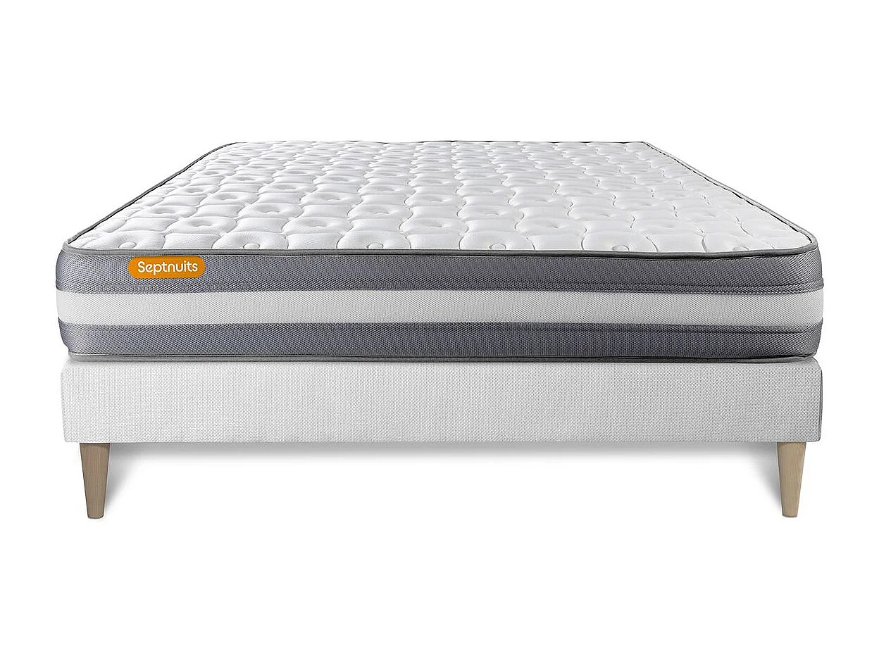 Matelas + sommier kit blanc 180x200 Memo Plus Mémoire de forme
