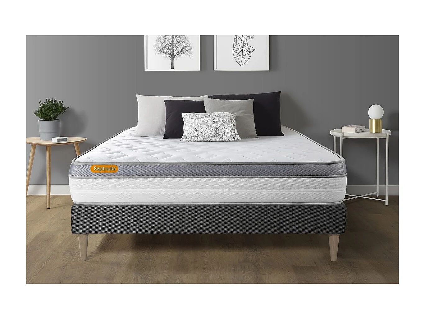 Matelas + sommier kit gris 180x200 Memo Zen Mousse à mémoire de forme MAXI épaisseur