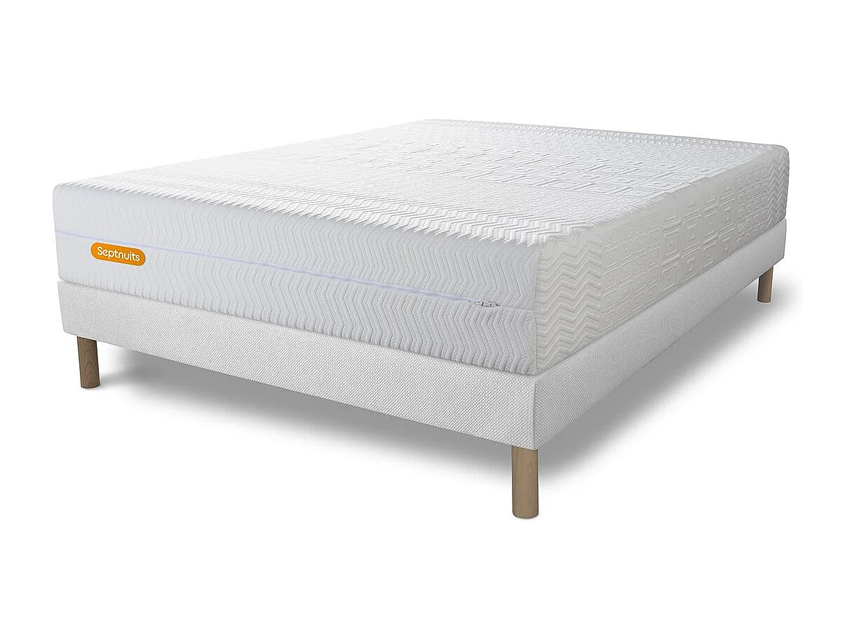 Matelas + sommier 140x190 Memo Bio Mousse à mémoire de forme 5 zones de confort Maxi épaisseur Déhoussable