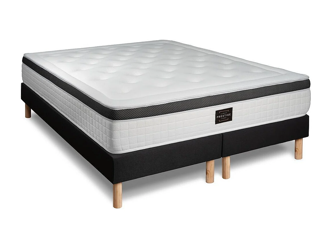 Ensemble Privilège 160x200 Mémoire de forme 5 zones double sommier noir