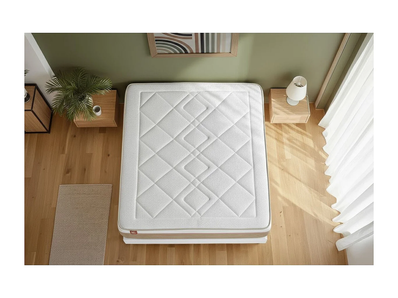 Pack prêt à dormir matelas LE SOYEUX 160x200cm Ressorts ensachés + Mémoire de forme BioVisco + double sommiers Beige
