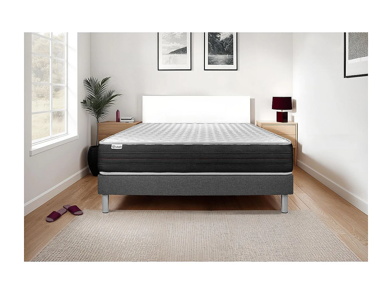 Matratzenset VITAL MEMO ONE 180 x 200 cm Bettrahmen Kit grau