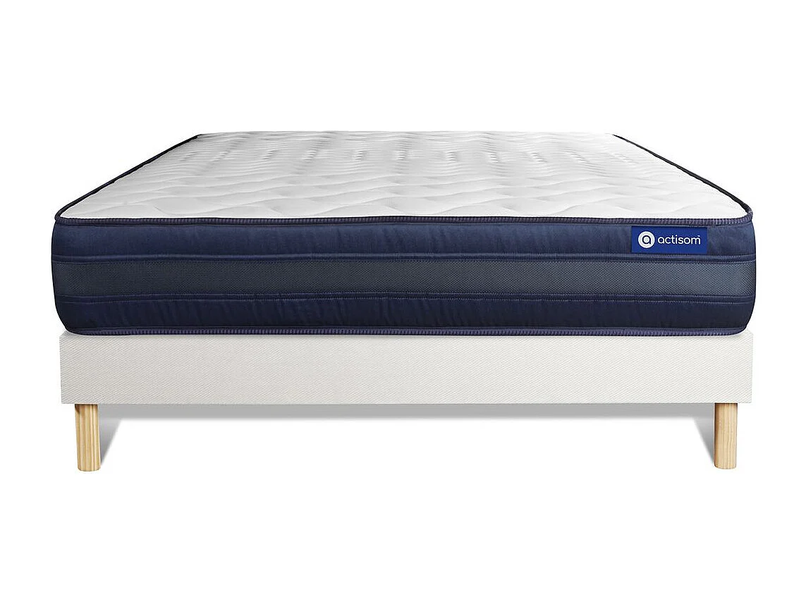 Ensemble matelas ACTIFLEX TECH 140x190 Mémoire de forme Maxi épaisseur 5zones de confort + sommier KIT blanc