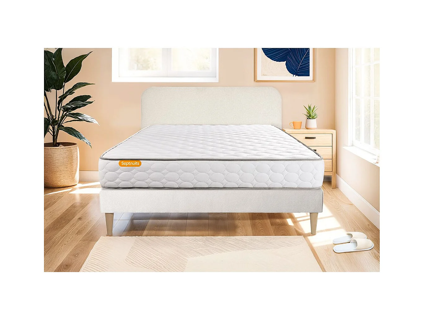 Matelas Mémoire de forme + sommier kit blanc 160x200 Memo