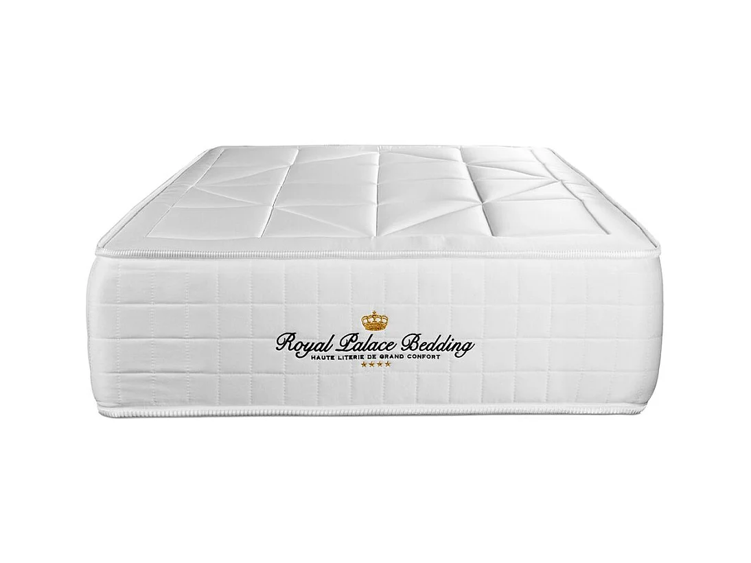Ensemble Matelas ressorts ensachés + mémoire de forme maxi épaisseur Windsor 90x190 sommier KIT blanc