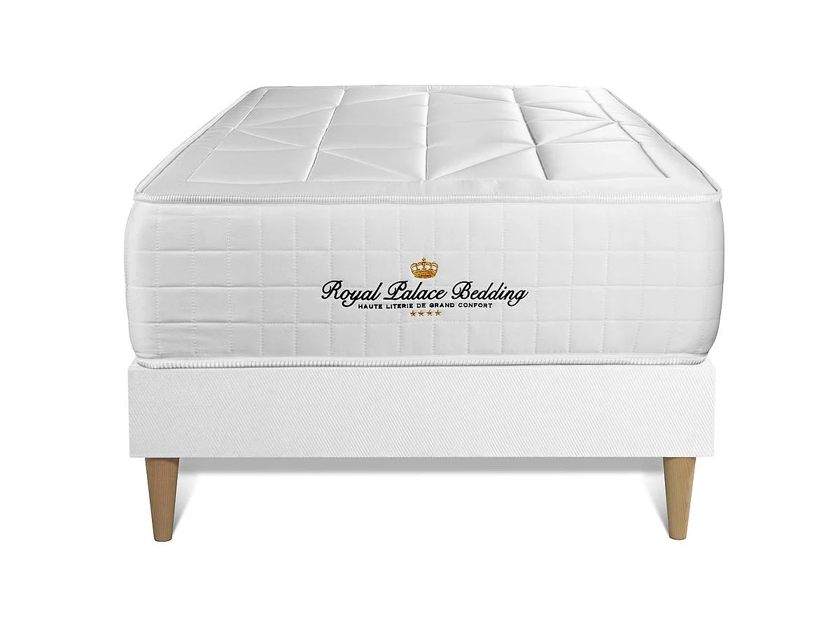 Ensemble Matelas ressorts ensachés + mémoire de forme maxi épaisseur Windsor 90x190 sommier KIT blanc