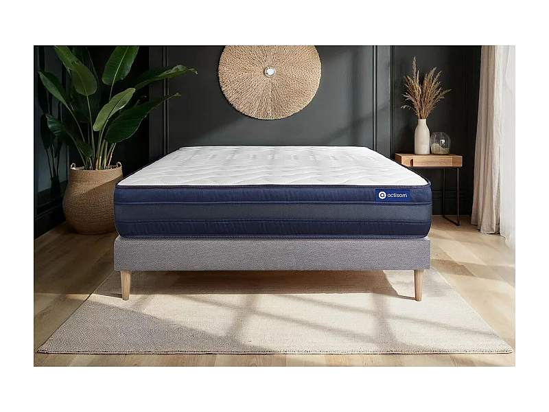 Ensemble matelas ACTIFLEX TECH 200x200 Mémoire de forme Maxi épaisseur 5zones de confort + sommier KIT gris