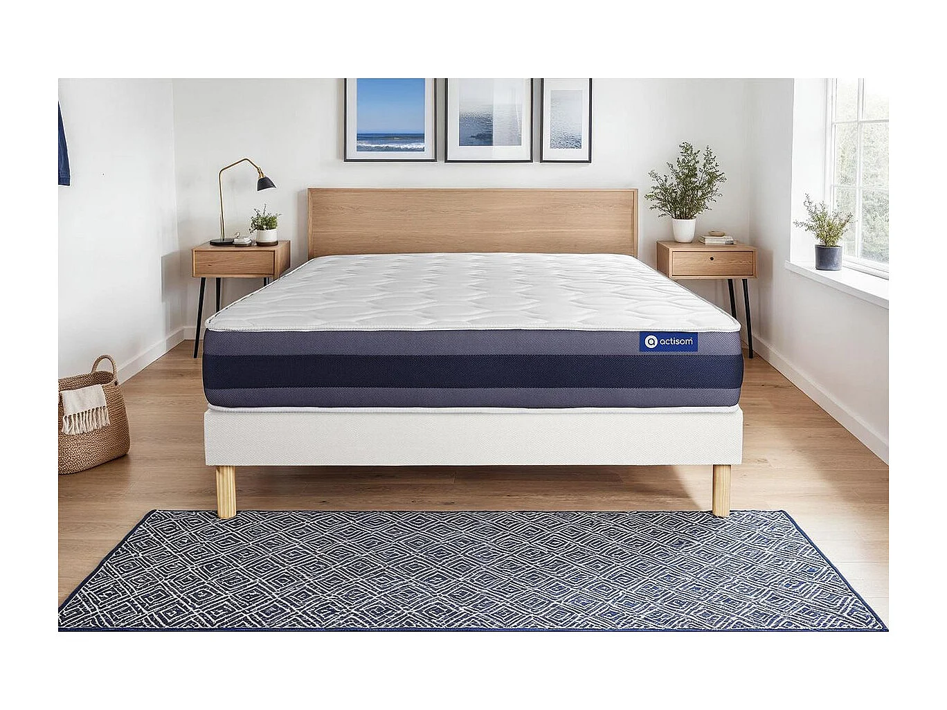 Kit rete e materasso matrimoniale Actiflex morpho 90x190cm - Spessore : 24cm - Molle insacchettate e memory foam - Bilanciato -