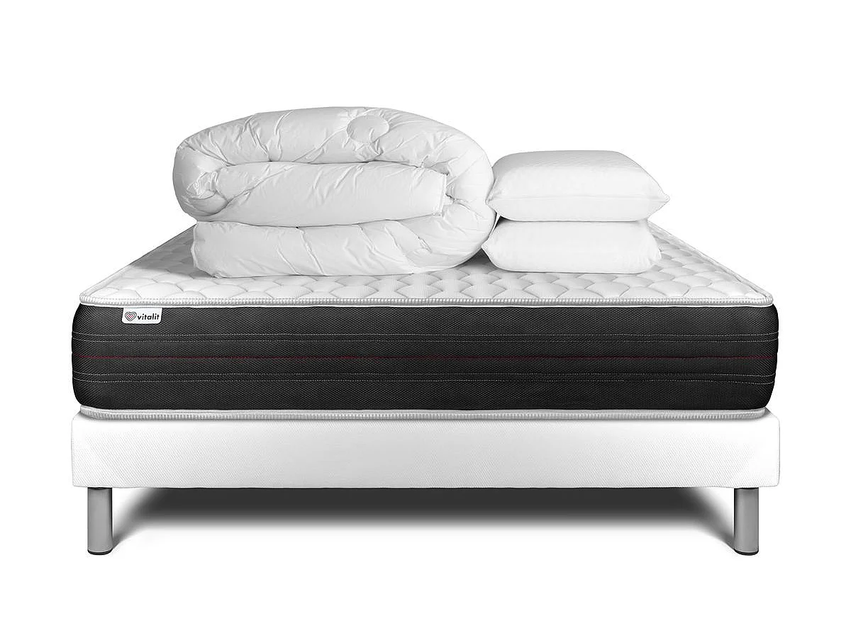 Pack prêt à dormir VITALSPRING 160 x 200 cm sommier Kit blanc