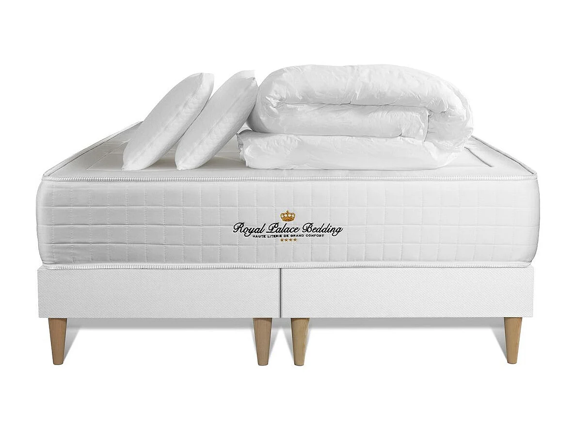 Pack matelas ressorts ensachés + mémoire de forme maxi épaisseur Windsor 180x200cm + double sommier 90x200 cm