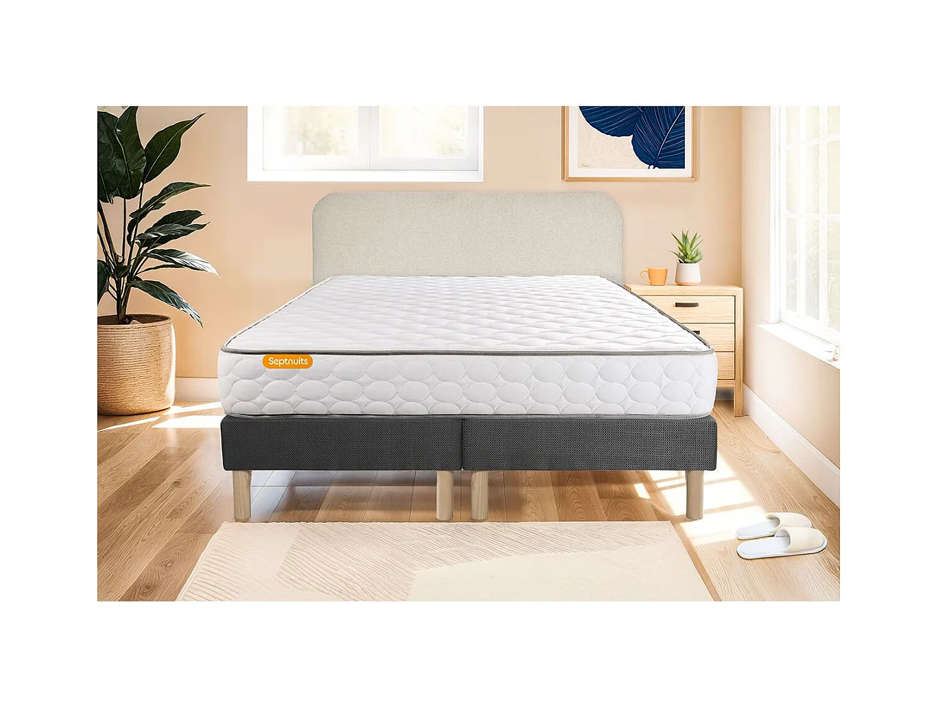 Matelas Mémoire de forme 180x200 + double  sommiers gris 90x200 Memo
