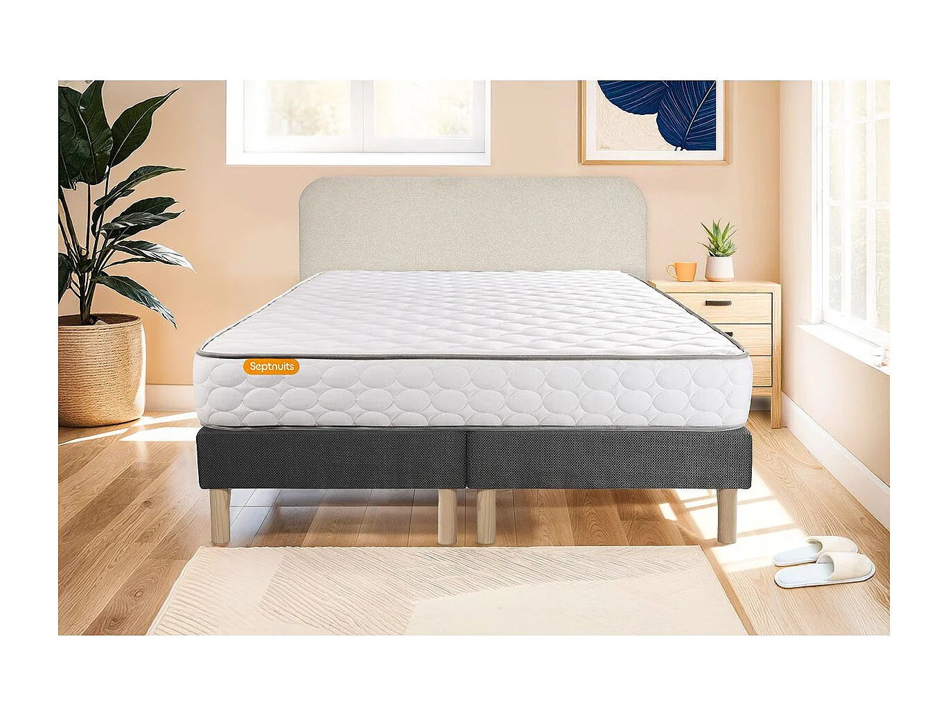 Matelas Mémoire de forme 180x200 + double  sommiers gris 90x200 Memo