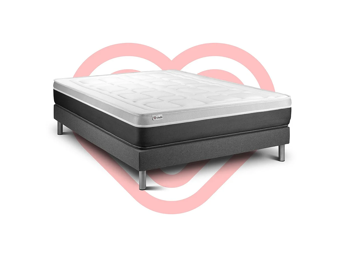 Ensemble VITAL SOFT 180 x 200 cm sommier Kit gris