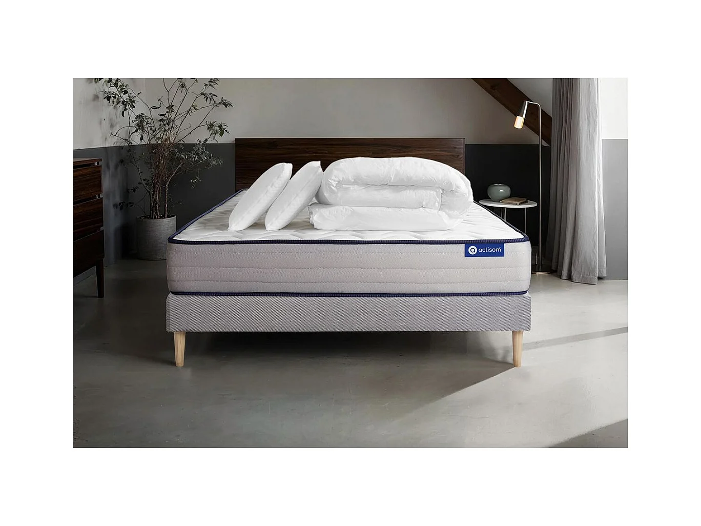 Compleet bedpakket - Matras 200x200 cm + Lattenbodem (kit) + 2 kussens + Dekbed - Actiflex Form