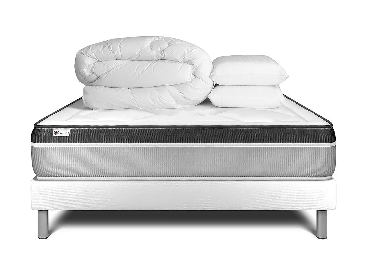 Pack prêt à dormir VITAL ERGO 140 x 190 cm sommier Kit blanc