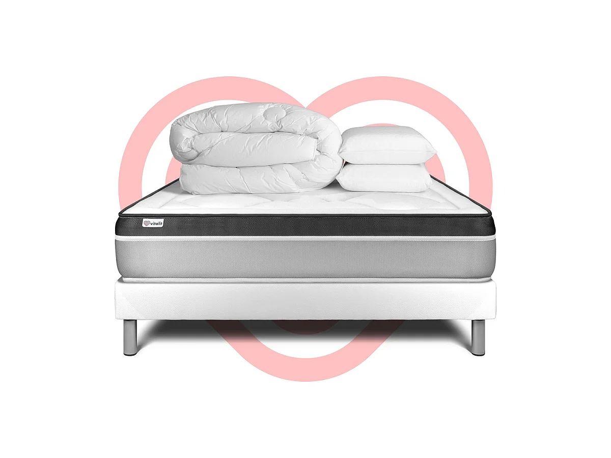 Pack prêt à dormir VITAL ERGO 140 x 190 cm sommier Kit blanc