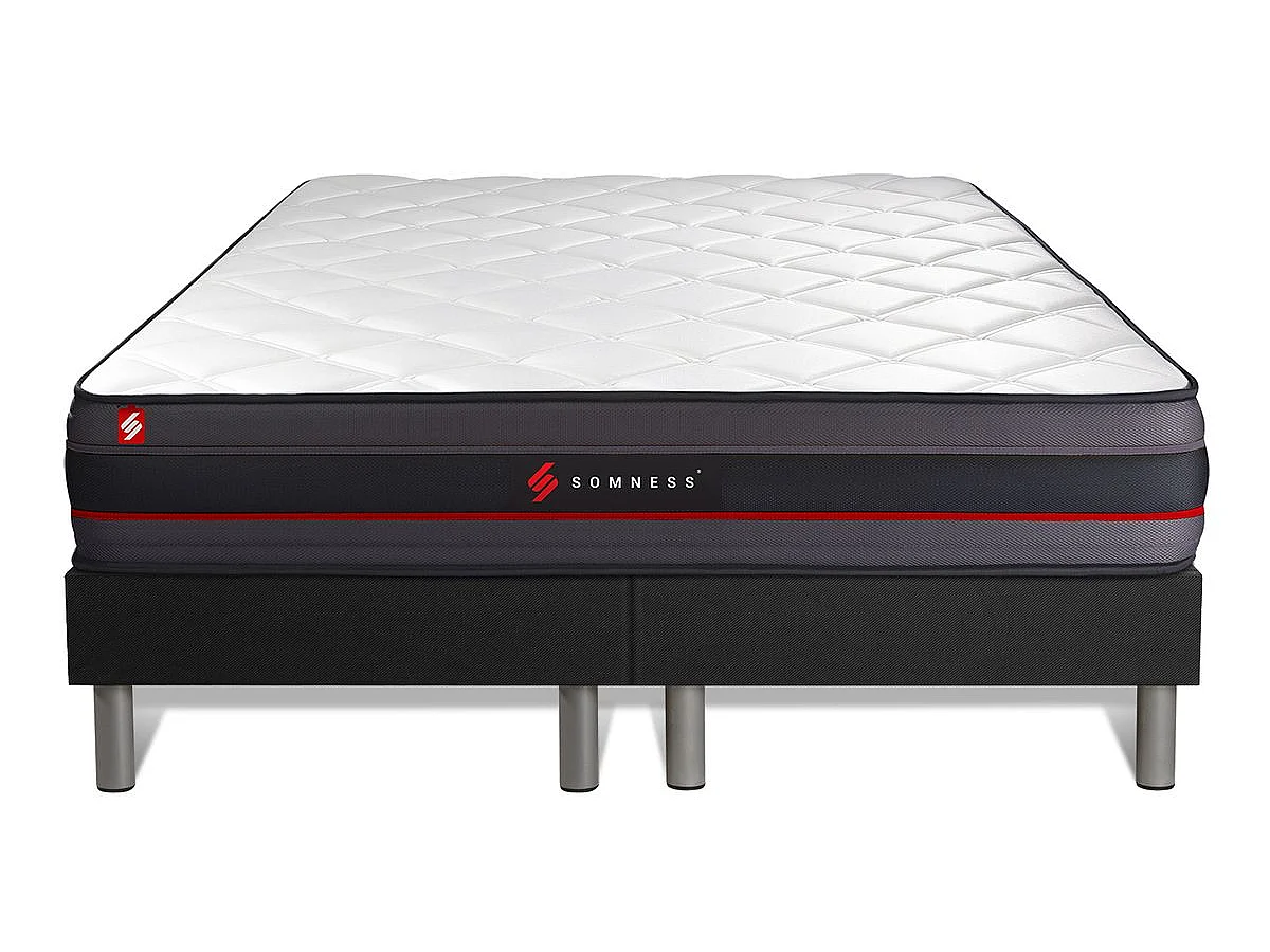 Pack matelas REGEN 180x200 + double sommiers noir 90x200 + Couette + 2 oreillers