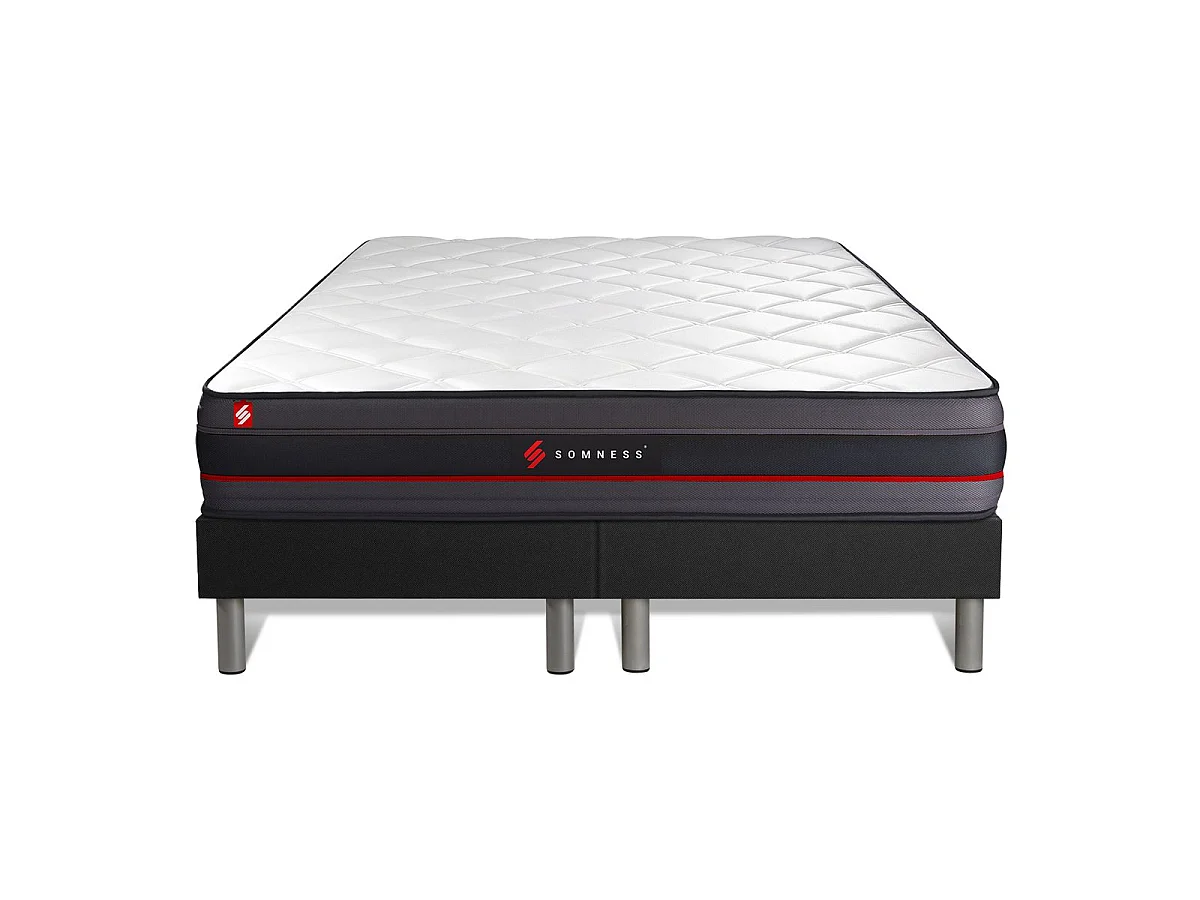 Pack matelas REGEN 180x200 + double sommiers noir 90x200 + Couette + 2 oreillers