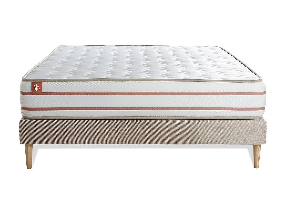 Ensemble LE DOUX 140x190cm Mémoire de forme 3 zones de confort - Ep. 24cm + sommier Beige