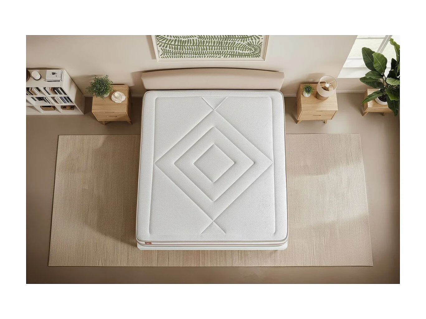 Ensemble LE PAISIBLE 90x190cm Mémoire de forme BioVisco - Ep. 24cm + sommier Beige