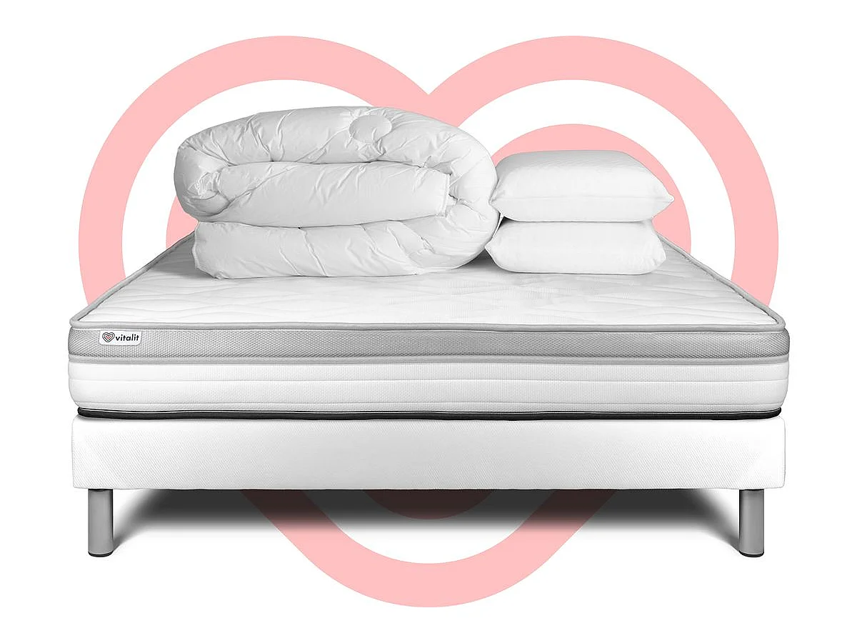 Pack prêt à dormir VITAL RELAX 160 x 200 cm sommier Kit blanc