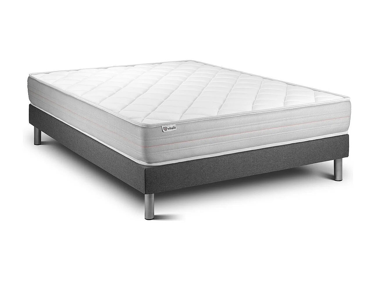 Ensemble VITALMEMO 140x200cm sommier kit gris