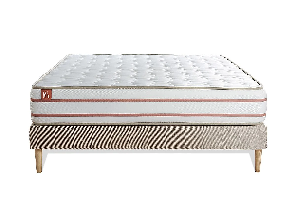Ensemble LE DOUX 140x200cm Mémoire de forme 3 zones de confort - Ep. 24cm + sommier Beige