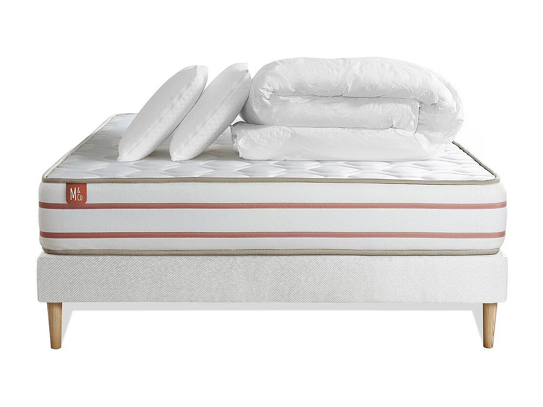 Pack prêt à dormir matelas LE DOUX 160x200cm Mémoire de forme - Ep. 24cm + sommier Blanc