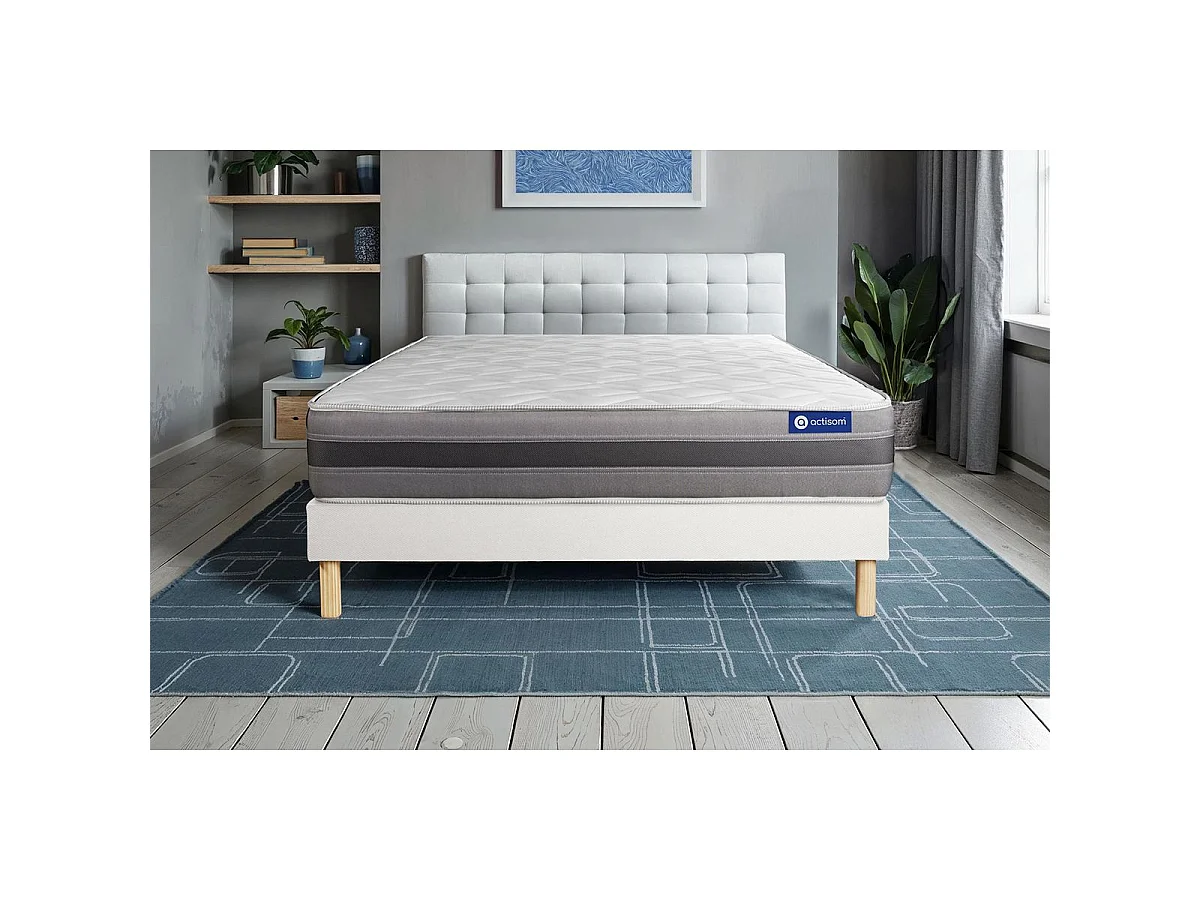Ensemble matelas ACTIMEMO RELAX mémoire de forme 90x200 cm Maxi épaisseur 5zones de confort + sommier KIT blanc