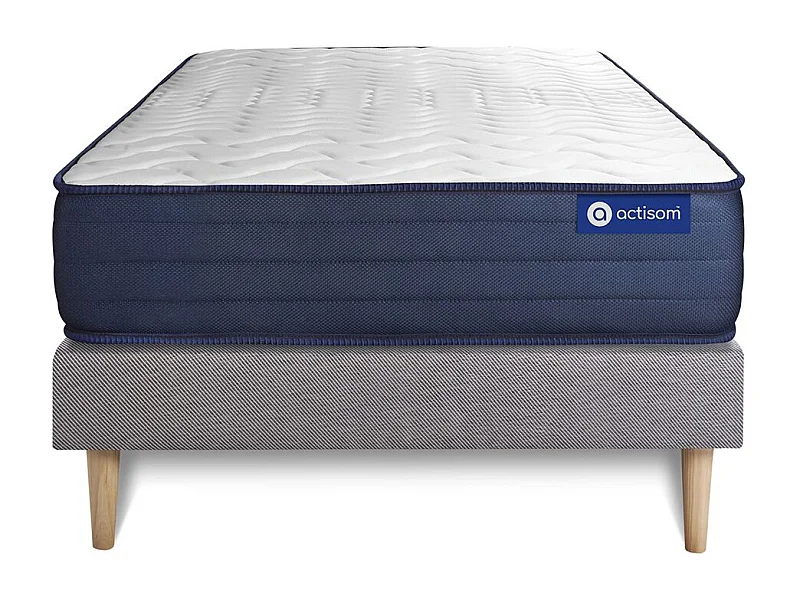 Ensemble matelas ACTIMEMO LIFE 90x200 Mémoire de forme 5zones de confort + sommier KIT gris