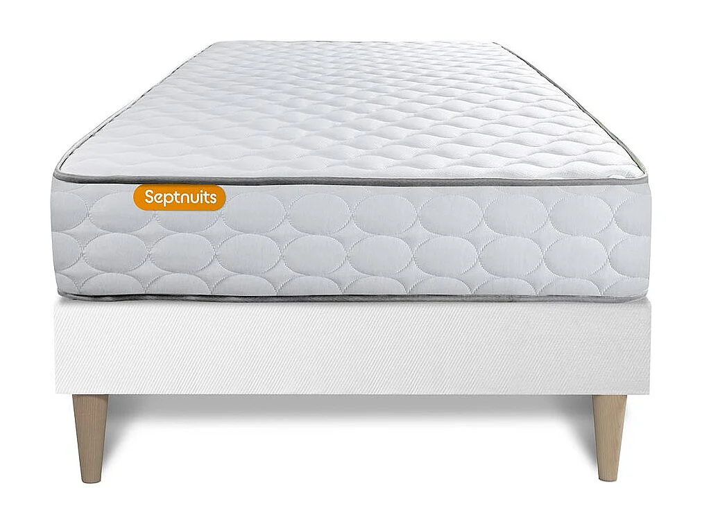 Matelas Mémoire de forme + sommier kit blanc 90x200 Memo