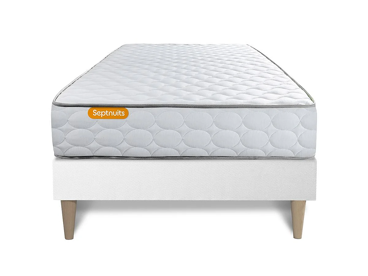Matelas Mémoire de forme + sommier kit blanc 90x200 Memo