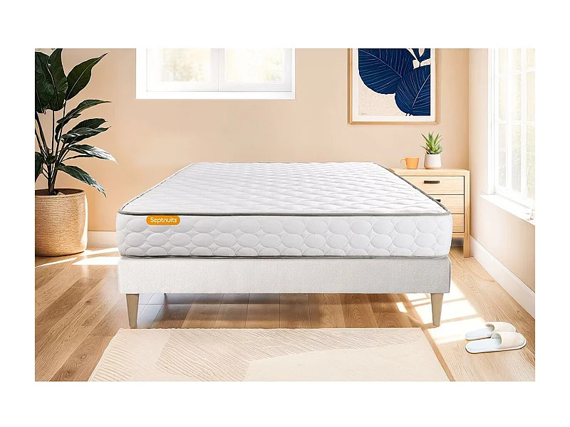 Matelas Mémoire de forme + sommier kit blanc 90x200 Memo