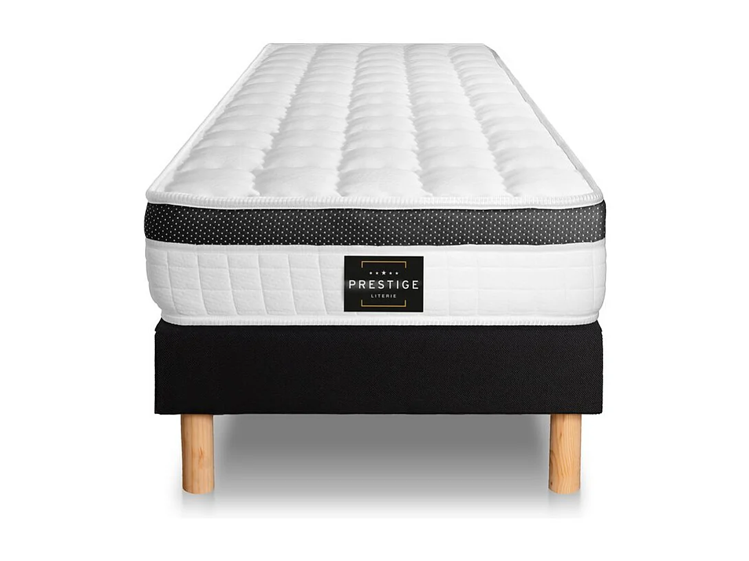 Ensemble Supérieur 90x200 Mémoire de forme 3 zones sommier noir