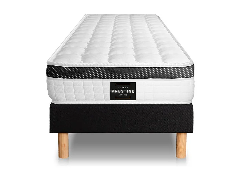 Ensemble Supérieur 90x200 Mémoire de forme 3 zones sommier noir