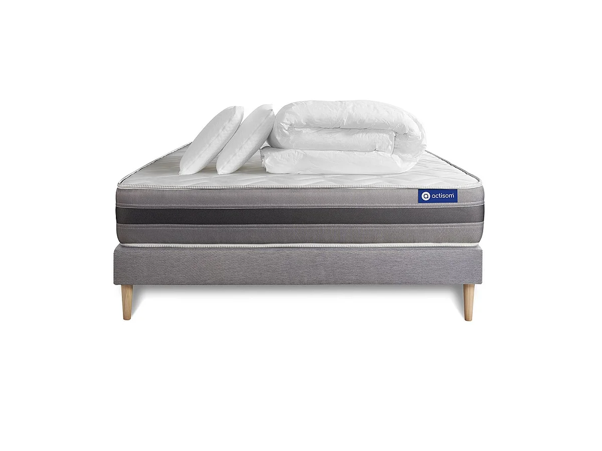 Compleet bedpakket - Matras 140x190 cm + Lattenbodem (kit) + 2 kussens + Dekbed - Actilatex Relax