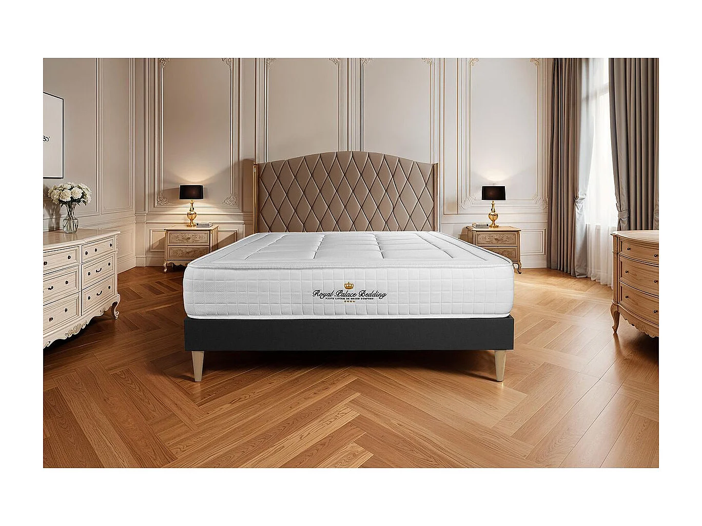 Ensemble Matelas à mémoire de forme maxi épaisseur Balmoral 90x190 sommier KIT noir