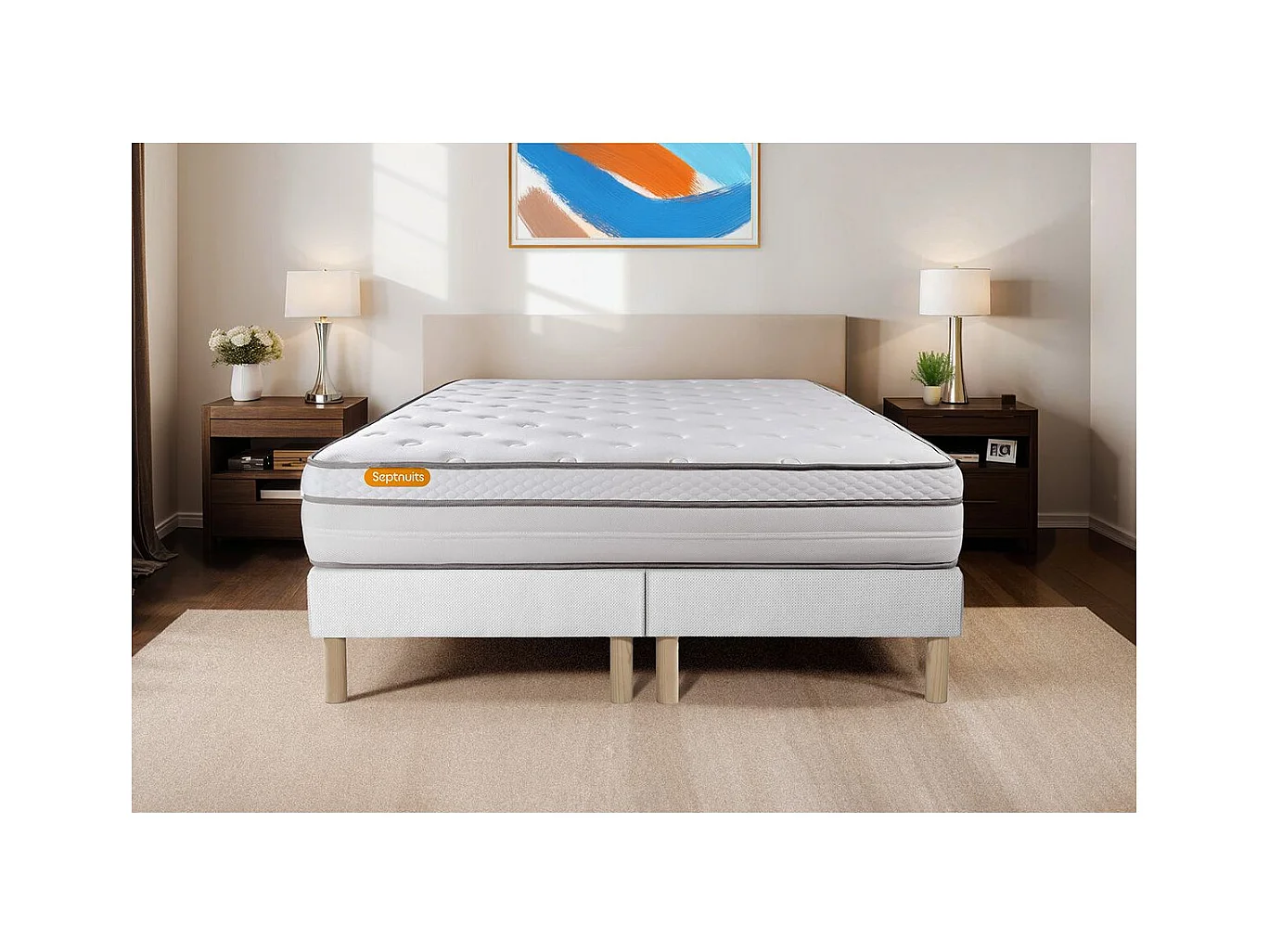 Matelas 180x200 + double sommiers 90x200 Memo Luxe Ressorts ensachés + mémoire de forme 5 zones de confort MAXI épaisseur